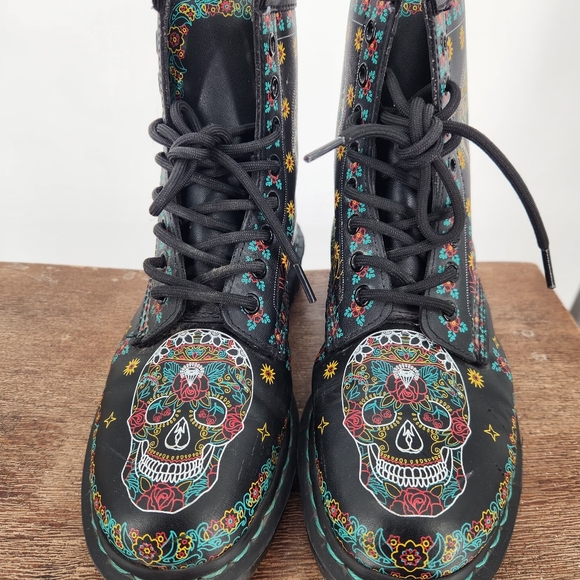 Dr. Marten 1460 sugar skull dia de los muertos limited edition boots size 7 rare - Picture 8 of 15
